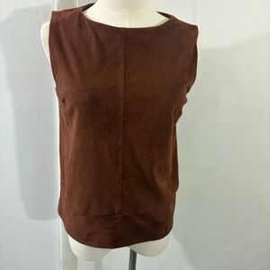 BCNU Faux Suede Brown Sleeveless Blouse Sz M Classic